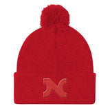 KNIT HAT RED N w POM-POM
