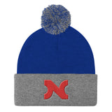 KNIT HAT RED N w POM-POM