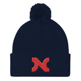 KNIT HAT RED N w POM-POM