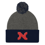 KNIT HAT RED N w POM-POM