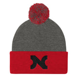 KNIT HAT BLACK N w POM-POM