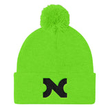 KNIT HAT BLACK N w POM-POM