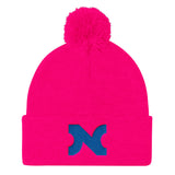 KNIT HAT BLUE N w POM-POM