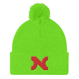 KNIT HAT RED N w POM-POM