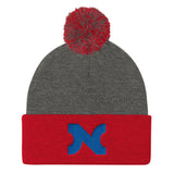 KNIT HAT BLUE N w POM-POM