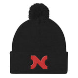 KNIT HAT RED N w POM-POM
